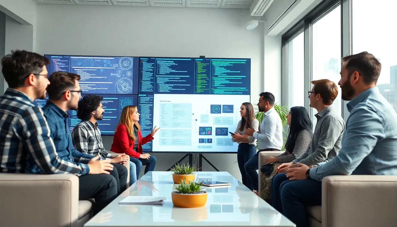 diverse team of software developers working in a modern office.